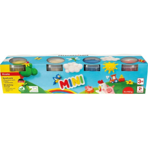 Eberhard Faber Mini Kids Pack con 4 Botes 140gr de Pasta de Modelar - 97% Ingredientes Naturales - Colores Blanco