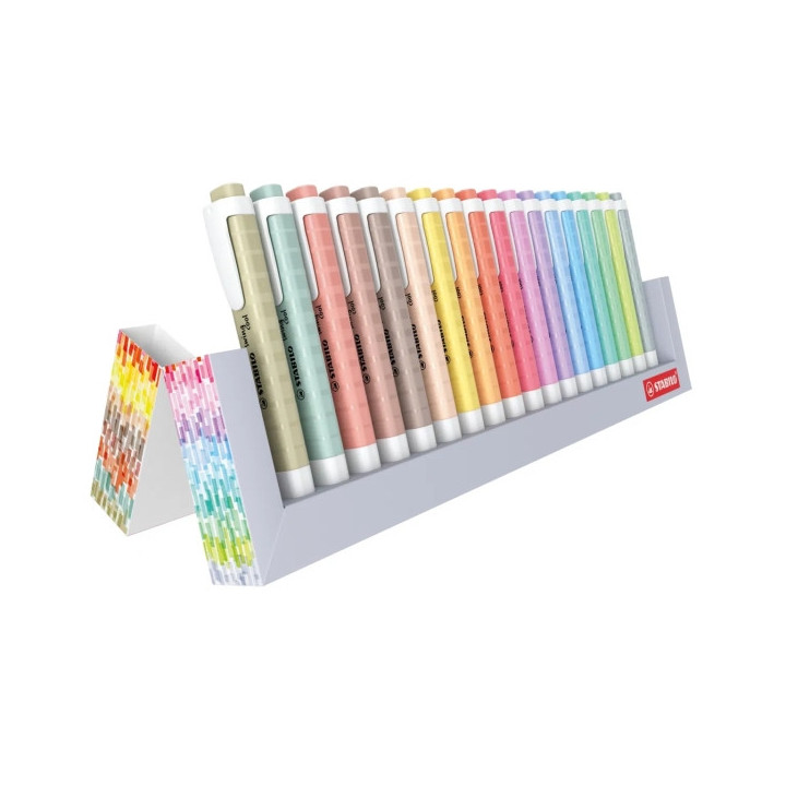 Stabilo Swing Cool Set de Mesa de 18 Marcadores Fluorescentes - Cuerpo Plano - Punta Biselada - Trazo entre 1 y 4mm - Tinta con