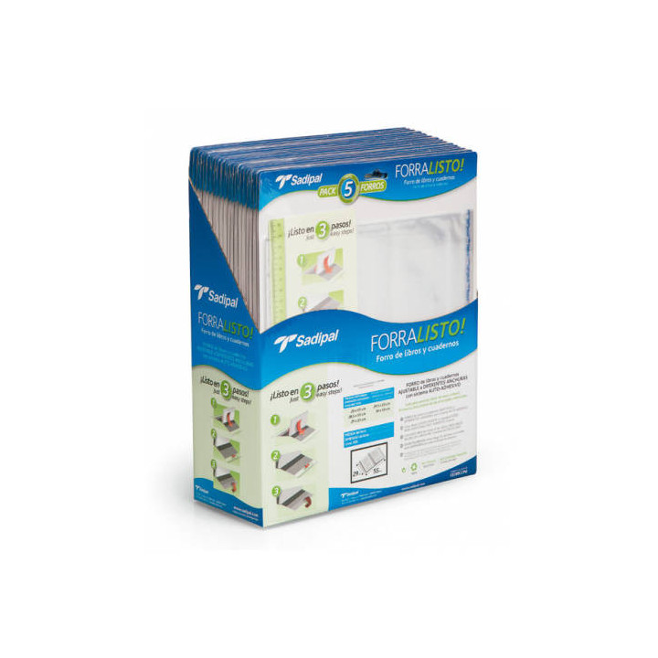 BLISTER 5 FUNDAS DE FORRO CON 2 SOLAPAS AJUSTABLES 28 CM SADIPAL 02213