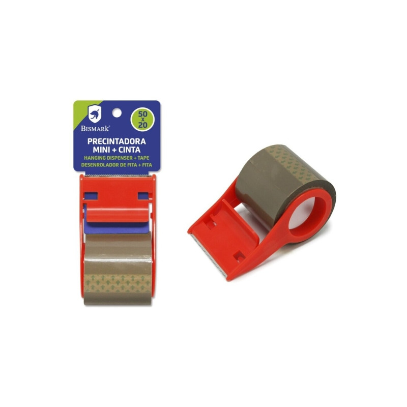 Bismark Mini Precintadora de Mano para Rollos de hasta 20m de Largo - Incluye Precinto de 20m - Cuchilla de Acero - Color Rojo Bismark Mini Precintadora de Mano para Rollos de hasta 20m de Largo - Incluye Precinto de 20m - Cuchilla de Acero - Color Rojo