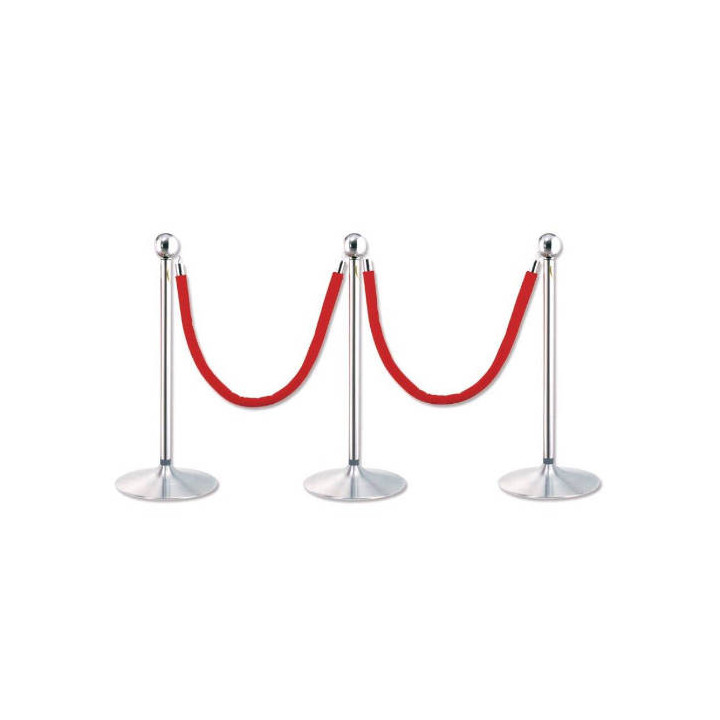 PACK 2 POSTES SEPARADOR CROMADO CON CORDON ROJO 2 METROS 322800