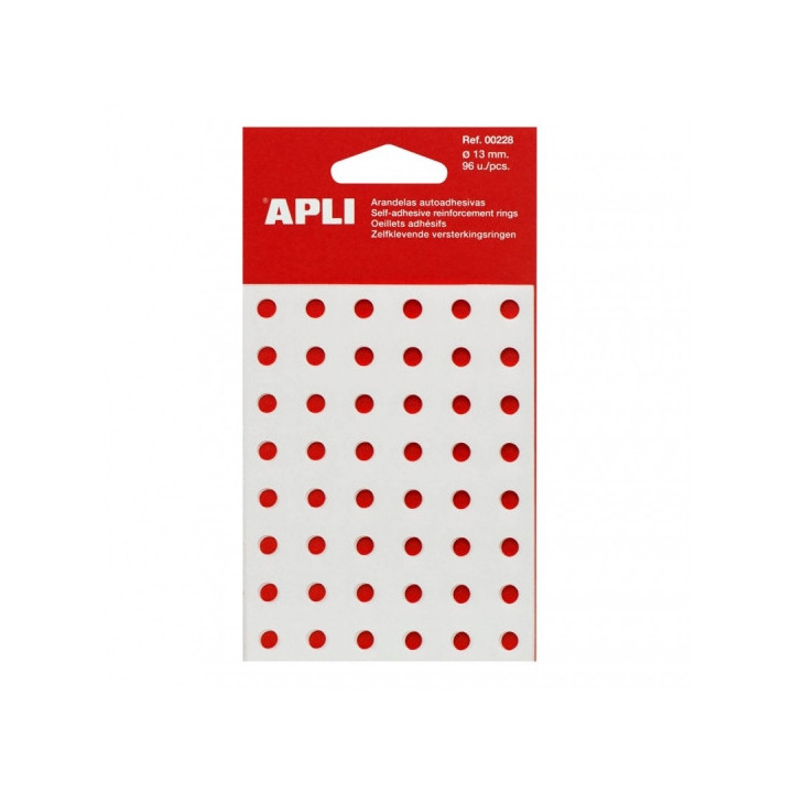 Apli Pack con 96 Arandelas de Refuerzo Ø 13mm - Alta Resistencia a Tirones y Rozaduras - Ideal para Escuela