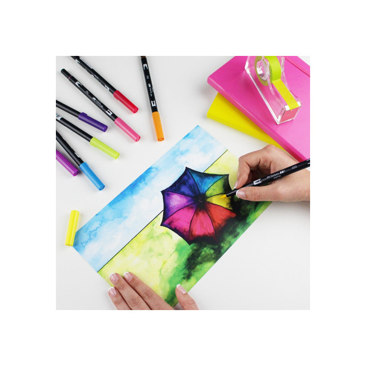 ROTULADOR DOBLE PUNTA PINCEL COLOR HOT PINK TOMBOW ABT-743