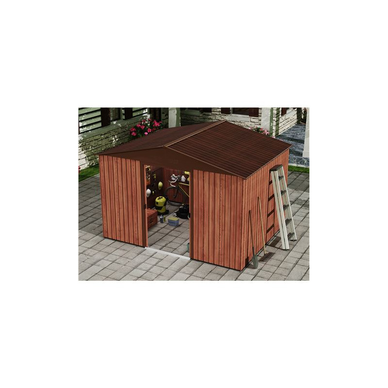 Sungarden Caseta de Metal - Puerta Corredera - 7.4M2 - Color Madera Sungarden Caseta de Metal - Puerta Corredera - 7.4M2 - Color Madera
