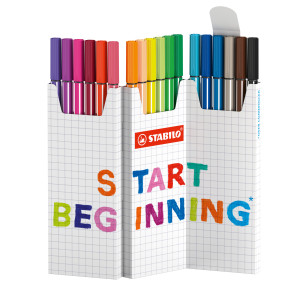 Estuche carton zig-zag rotuladores punta fibra media 1mm. pen 68 con 18 unidades colores surtidos stabilo 6818-8