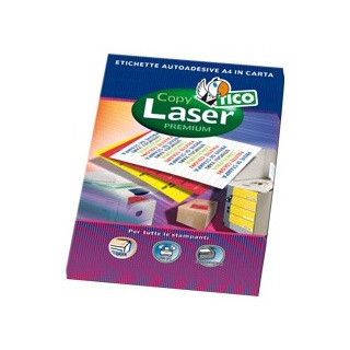 CAJA 70 HOJAS ETIQUETAS AMARILLO FLUORESCENTE CON MÁRGENES-LÁSER/INYECCIÓN DE TINTA/FOTOCOPIADORAS-70X36 MM TICO LP4FG-7036