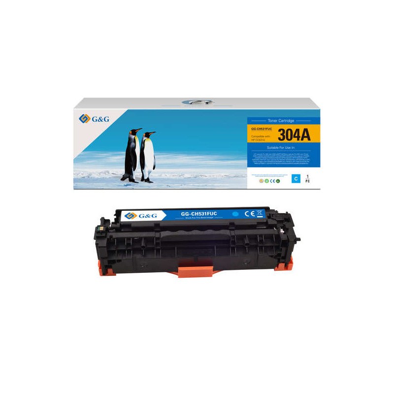 G&G HP CC531A/CE411A/CF381A Cyan Cartucho de Toner Generico - Reemplaza 304A/305A/312A G&G HP CC531A/CE411A/CF381A Cyan Cartucho de Toner Generico - Reemplaza 304A/305A/312A