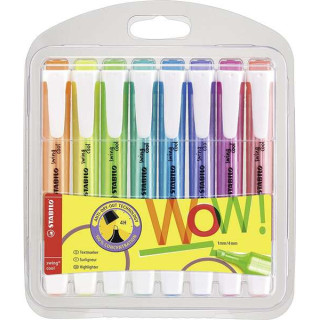 Stabilo Swing Cool Pack de 8 Marcadores Fluorescentes - Cuerpo Plano - Punta Biselada - Trazo entre 1 y 4mm - Tinta con Base de