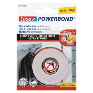 CINTA ADHESIVA POWERBOND ULTRA-FUERTE EXTERIOR/INTERIOR 19MM.X1