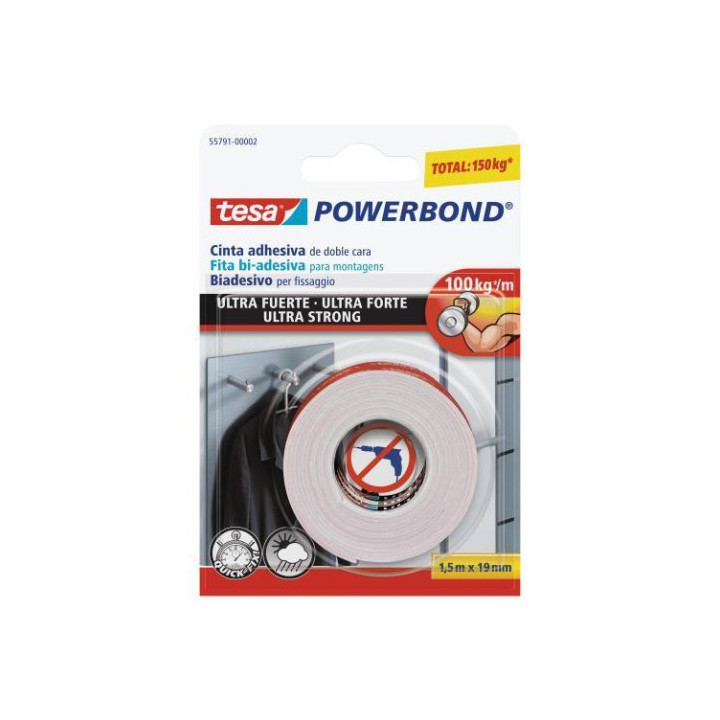CINTA ADHESIVA POWERBOND ULTRA-FUERTE EXTERIOR/INTERIOR 19MM.X1