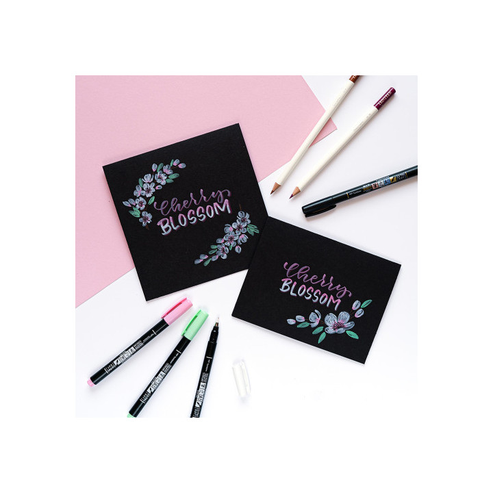 ESTUCHE 6 ROTULADORES BASE DE AGUA FUDENOSUKE PARA PAPEL OSCURO COLORES PASTEL TOMBOW WS-BS-6P