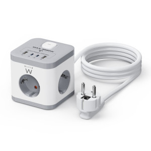 Ewent regleta en bloque 3 tomas shucko + 2 usb-a + 2usb-c           