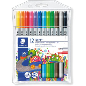 Estuche cartón con 24 rotuladores doble punta colores pastel staedtler 3200 c24p