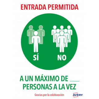 SEÑALES ADHESIVOS PREIMPRESO "ENTRADA PERMITIDA" SOBRE DE 2 HOJAS EN A4 AVERY AV_KITCOVID6_ES