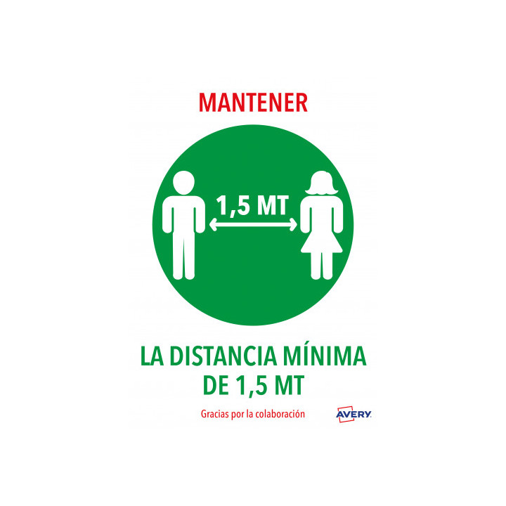 SEÑALES ADHESIVOS PREIMPRESO "MANTENER DISNTACIA MINIMA DE 1