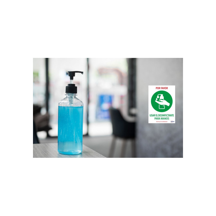 SEÑALES ADHESIVOS PREIMPRESO "USAR DESINFECTANTE PARA LAS MANOS" SOBRE DE 2 HOJAS EN A4 AVERY AV_KITCOVID3_ES