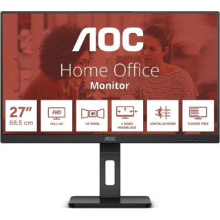 AOC Monitor 27" LED IPS FullHD 1080p 75Hz - Respuesta 4ms - Ajuste de Altura - Angulo de Vision 178° - Altavoces Incorporados