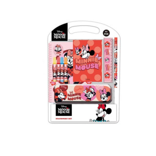 Safta Minnie Mouse Naive Pack Escolar con Plumier Metalico - Lapiz - 4 Rotuladores - Regla 15cm - Sacapuntas - Goma - Libreta A4