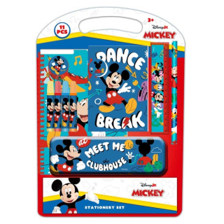 Safta Mickey Mouse Good Day Pack Escolar con Plumier Metalico - Lapiz - 4 Rotuladores - Regla 15cm - Sacapuntas - Goma - Libreta