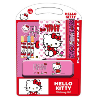 Safta Hello Kitty Iconic Pack Escolar con Plumier Metalico - Lapiz - 4 Rotuladores - Regla 15cm - Sacapuntas - Goma - Libreta A4