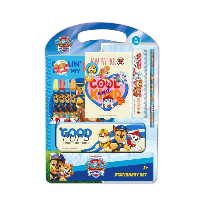 Safta Paw Patrol Cool Pack Escolar con Plumier Metalico - Lapiz - 4 Rotuladores - Regla 15cm - Sacapuntas - Goma - Libreta A4 -