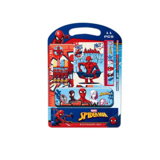 Safta Spider-Man Attack Pack Escolar con Plumier Metalico - Lapiz - 4 Rotuladores - Regla 15cm - Sacapuntas - Goma - Libreta A4