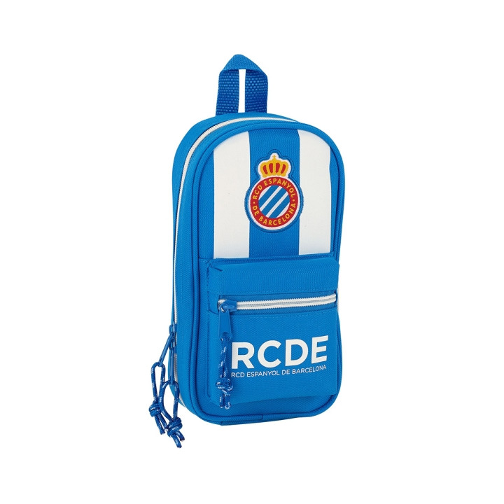Safta RCD Espanyol Plumier Mochila Vacio - 4 Compartimentos Internos - Cremallera Doble - Bolsillo Frontal - Asa Superior - 1.4L