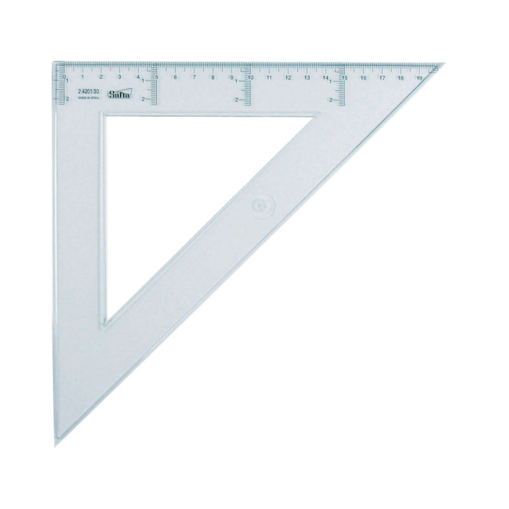 Safta Cristal Escuadra de 30cm - Poliestileno - Graduacion Impresa - Biselada - Color Transparente