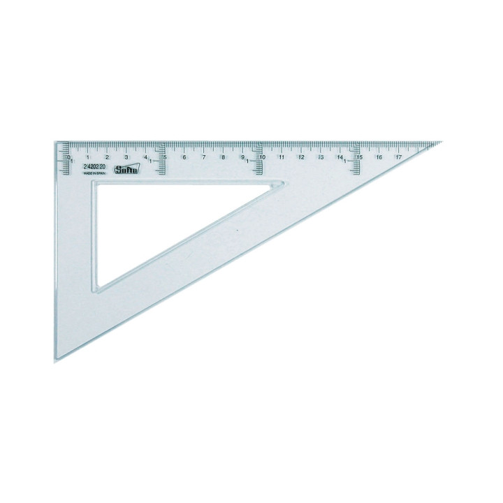 Safta Cristal Cartabon de 20cm - Plastico Transparente - Graduacion Impresa - Biselado - Color Transparente