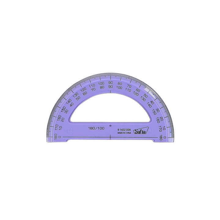 Safta Semicirculo de 9cm - Plastico Transparente - Doble Graduacion - Biselado - Color Aleatorio