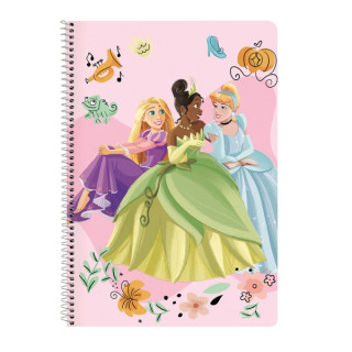 Safta Princesas Disney Magical Cuaderno Espiral - 80 Hojas Cuadriculadas 4x4mm - Tapas Duras Glasofonadas - 80g/m2 - Espiral Met