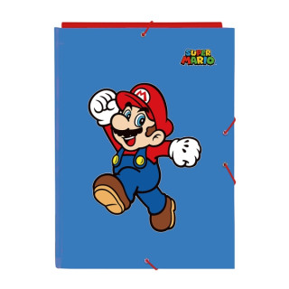 Safta Super Mario World Carpeta con 3 Solapas - Tapas Duras Forradas - Formato Folio - Cierre con Gomas - Resistente y Duradera