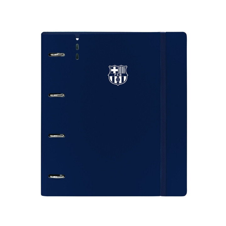 Safta F.C.Barcelona Carpeta con 4 Anillas 35mm - Tapas de PP Foam - Cierre Elastico - Recambio 100 Hojas - Ranura para Boligrafo