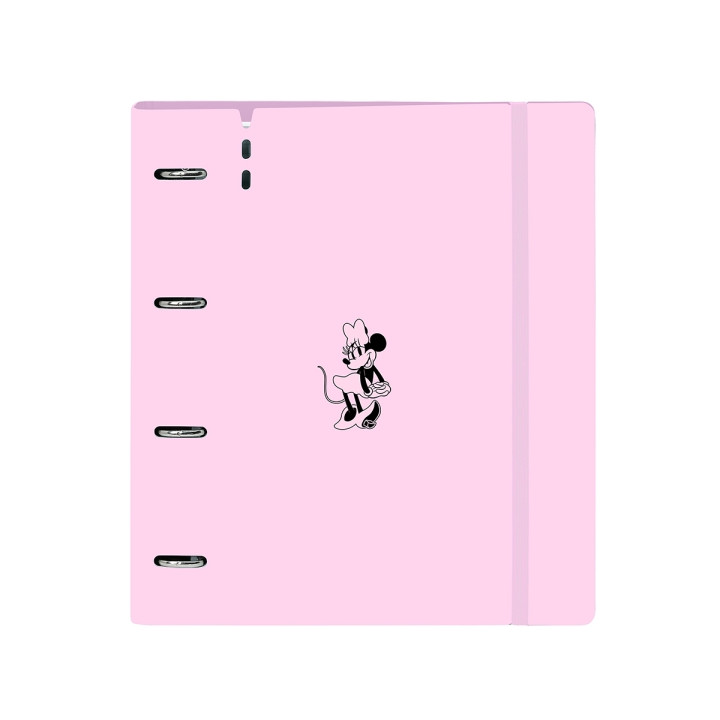 Safta Minnie Mouse Naive Carpeta con 4 Anillas 35mm - Cierre Elastico - Recambio 100 Hojas de 90g/m2 - Cuadriculas 5x5mm - Ranur