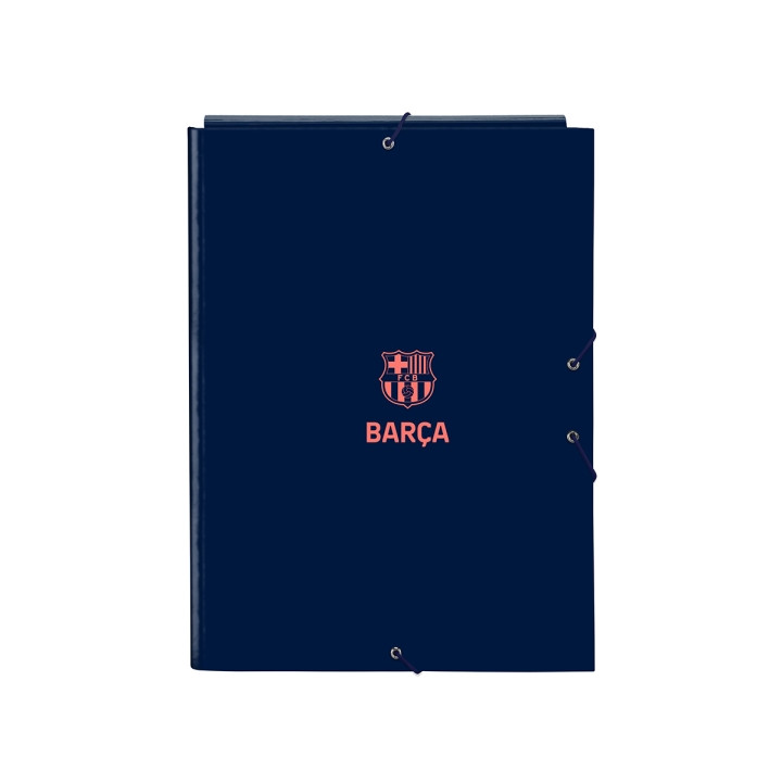 Safta F.C.Barcelona 2ª Equipacion Carpeta con 3 Solapas - Tapas Duras Forradas - Formato Folio - Cierre con Gomas - Resistente y