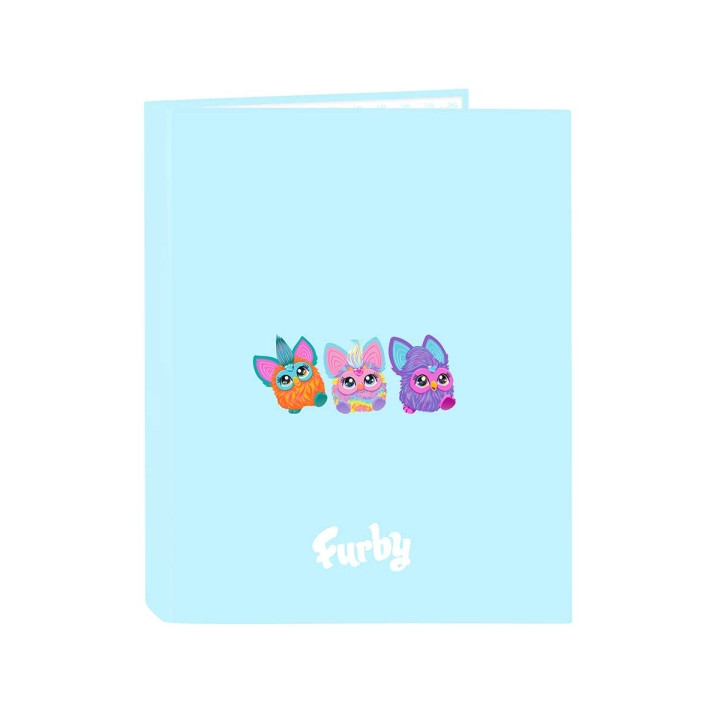 Safta Furby Carpeta con 4 Anillas 25mm - Tapas Duras Forradas - Formato Folio - Resistente - 265x40x330mm - Color Azul Claro