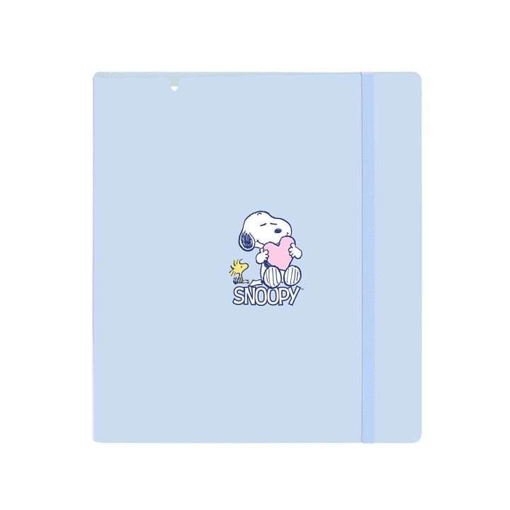 Safta Snoopy Love Carpeta con 4 Anillas 35mm - Tapas de PP Foam - Recambio 100 Hojas - Cuadriculas 5x5mm - Cierre Elastico - Ran