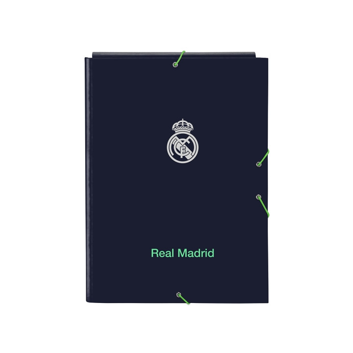 Safta Real Madrid 2ª Equipacion 25/26 Carpeta con 3 Solapas - Tapas Duras Forradas - Cierre con Gomas - Estilo Deportivo - 260x3