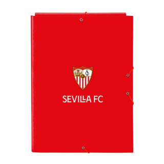 Safta Sevilla FC Carpeta con 3 Solapas - Tapas Duras Forradas - Formato Folio - Cierre con Gomas - 260x25x335mm - Color Rojo