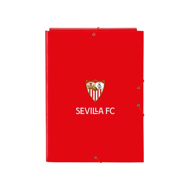 Safta Sevilla FC Carpeta con 3 Solapas - Tapas Duras Forradas - Formato Folio - Cierre con Gomas - 260x25x335mm - Color Rojo