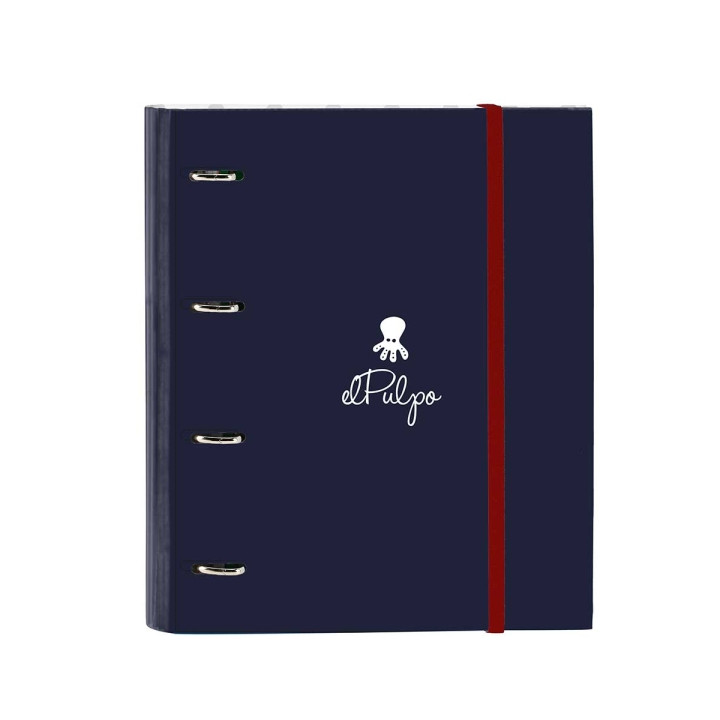 Safta el Pulpo Carpeta con 4 Anillas 35mm - Tapas Duras Forradas - Recambio 100 Hojas - Cuadriculas 5x5mm - Cierre Elastico - In