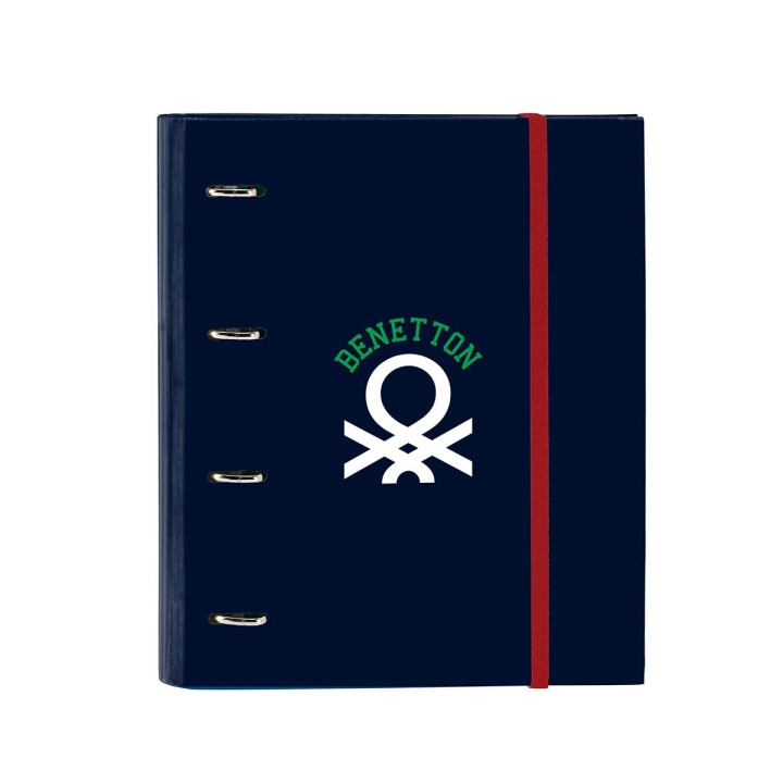 Safta Benetton Together Carpeta con 4 Anillas 35mm - Tapas Duras Forradas - Recambio 100 Hojas - Cuadriculas 5x5mm - Cierre Elas