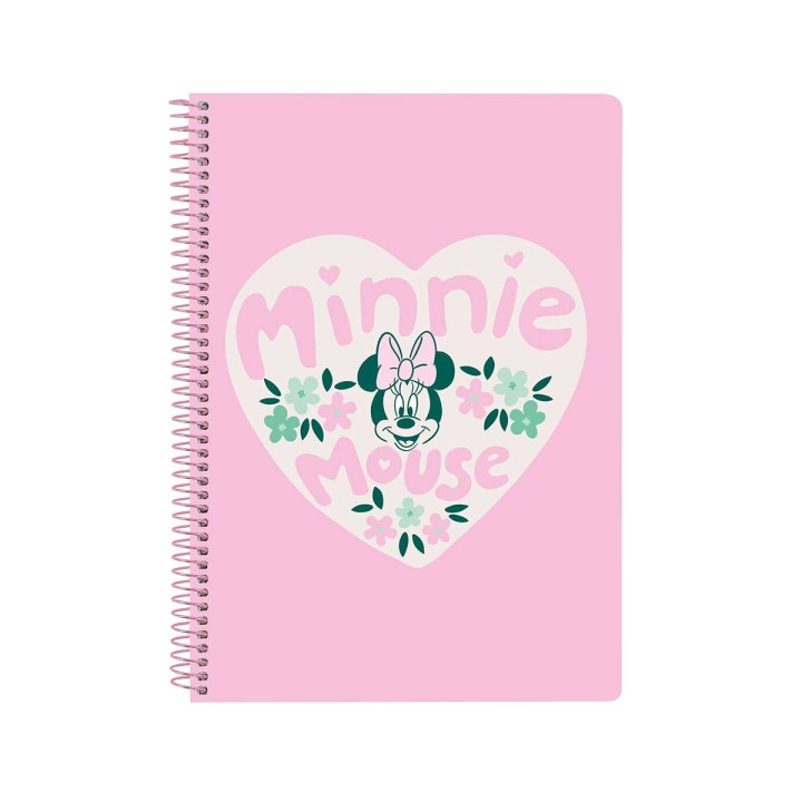 Safta Minnie Mouse Minty Libreta con Espiral - Formato Cuarto - 80 Hojas de Papel 80g/m2 - Cuadriculas 4x4mm - Tapas Duras Glaso