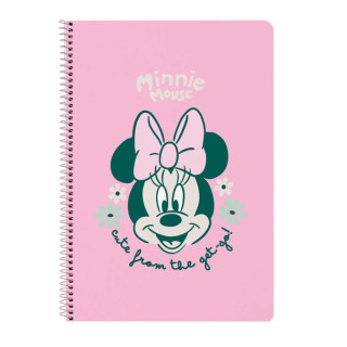 Safta Minnie Mouse Minty Libreta con Espiral - Formato Folio - 80 Hojas de Papel 80g/m2 - Cuadriculas 4x4mm - Tapas Duras Glasof