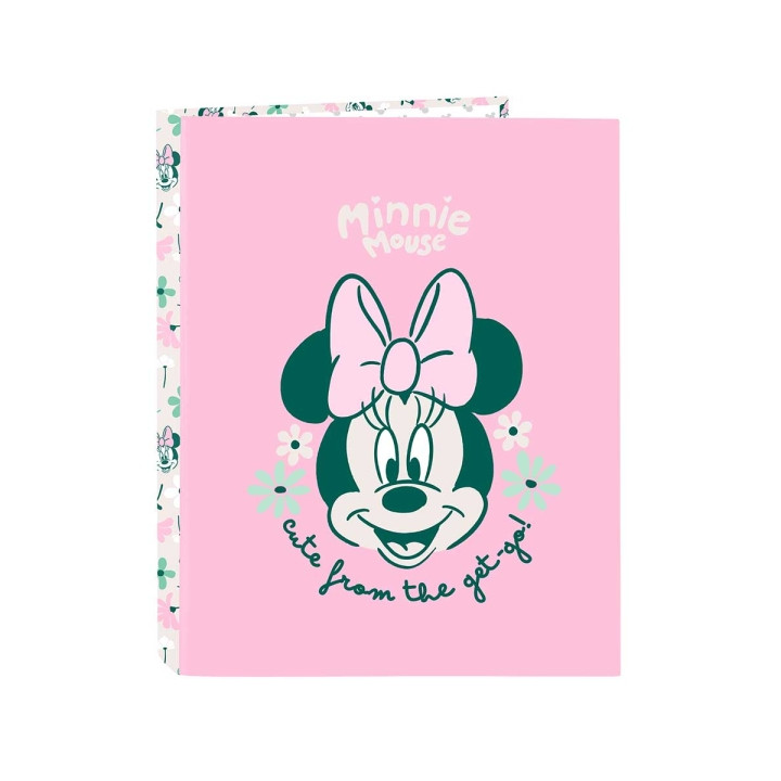 Safta Minnie Mouse Minty Carpeta con 4 Anillas 25mm - Tapas Duras Forradas - Formato Folio - Resistente y Elegante - 265x40x330m