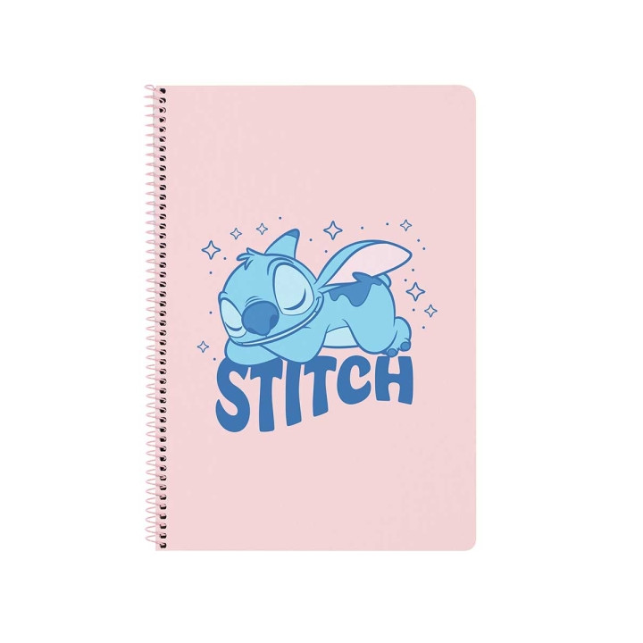 Safta Stitch Ohana Libreta con Espiral - Formato Folio - 80 Hojas de Papel 80g/m2 - Cuadriculas 4x4mm - Tapas Duras Glasofonadas