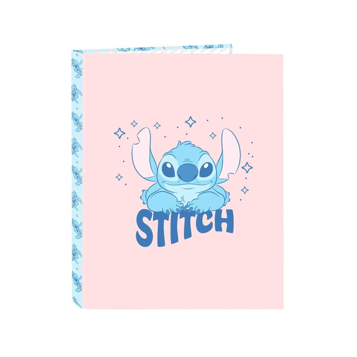 Safta Stitch Ohana Carpeta con 4 Anillas 25mm - Tapas Duras Forradas - Formato Folio - Ligera y Compacta - 265x40x330mm - Color