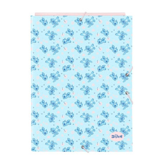 Safta Stitch Ohana Carpeta con 3 Solapas - Tapas Duras Forradas - Formato Folio - Cierre con Gomas - 260x25x335mm - Color Azul C