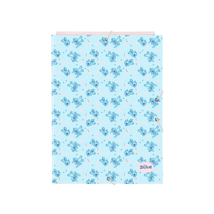 Safta Stitch Ohana Carpeta con 3 Solapas - Tapas Duras Forradas - Formato Folio - Cierre con Gomas - 260x25x335mm - Color Azul C