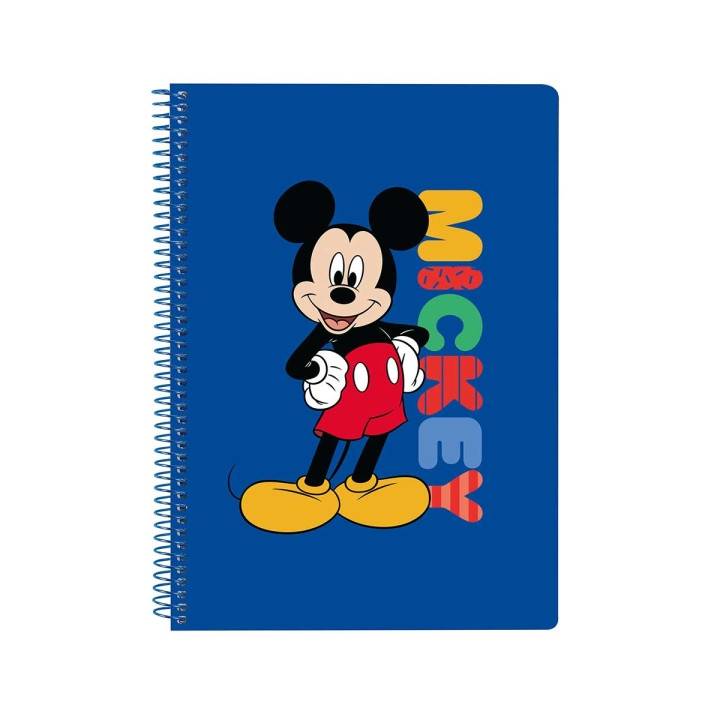 Safta Mickey Mouse Today Libreta con Espiral - Formato Cuarto - 80 Hojas de Papel 80g/m2 - Cuadriculas 4x4mm - Tapas Duras Glaso